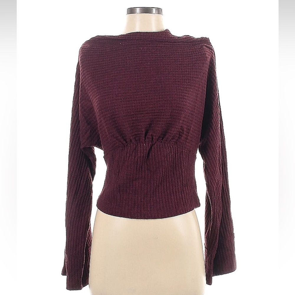Maroon off the shoulder long sleeve